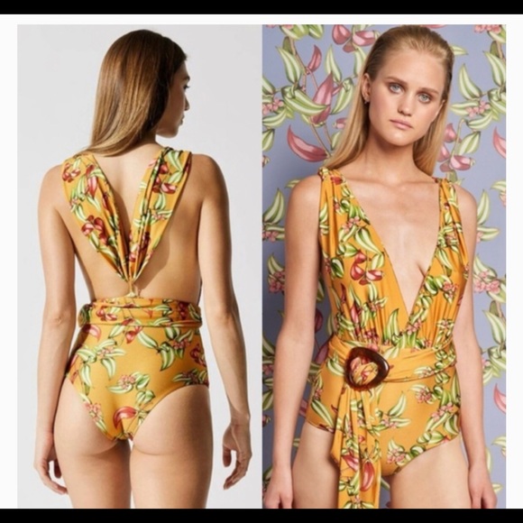 Anthropologie Other - PatBo Zebrina deep plunge belted bathing suit